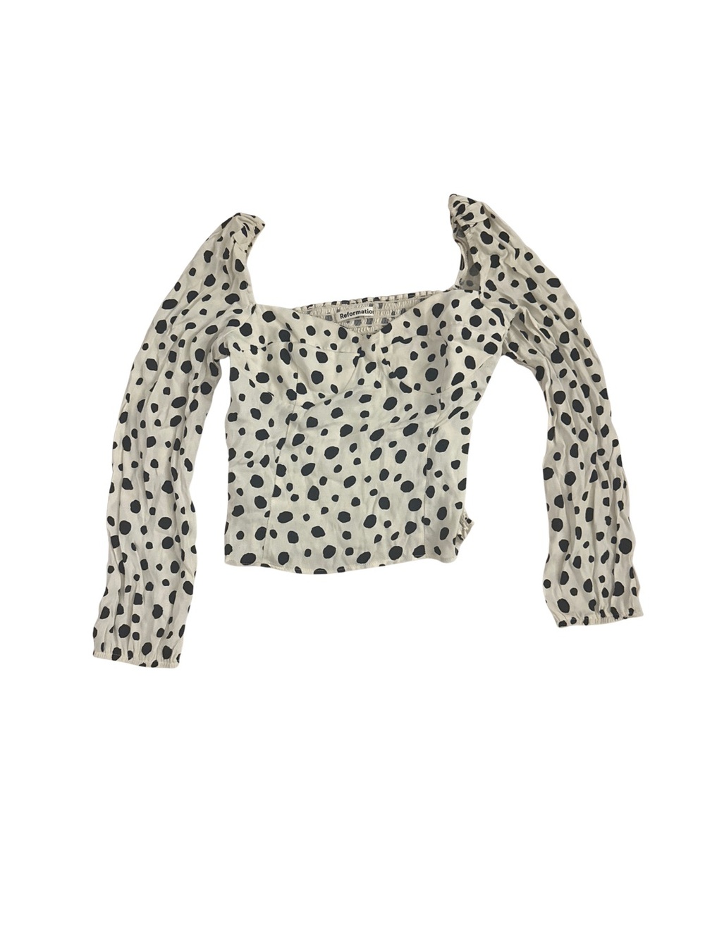 Reformation Cream and Black Polka Dot Sweetheart Top - Picture 3 of 4